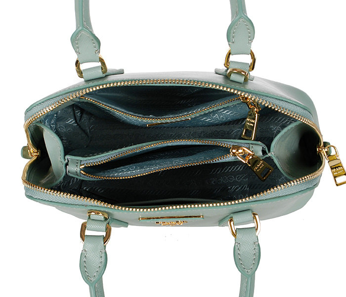 2014 Prada Shiny Saffiano Leather Two Handle Bag BL0838 Lake Blue for sale